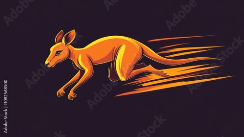 A cartoon kangaroo running with a blur effect behind it, creating the impression of speed. photo