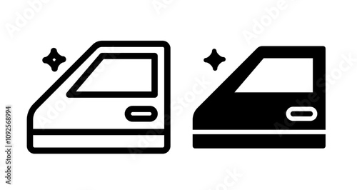 Car Door Icon set in black filled and line.