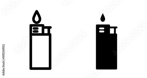 Lighter Icon set in black filled and line.