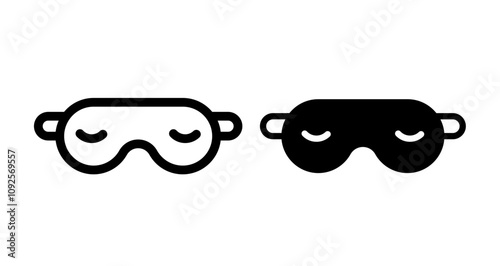 Eye mask Icon set in black filled and line.