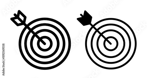 Hunting darts Icon set in black filled and line.