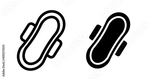 Sanitary pad Icon set in black filled and line.