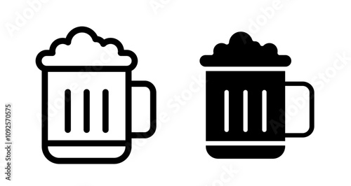 Beer Icon set in black filled and line.