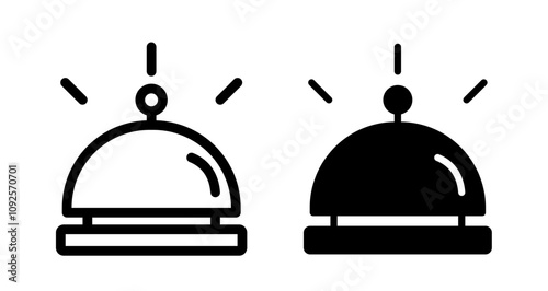 Reception bell Icon set in black filled and line.