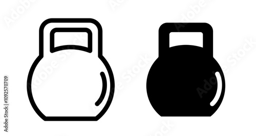 Kettlebell Icon set in black filled and line.