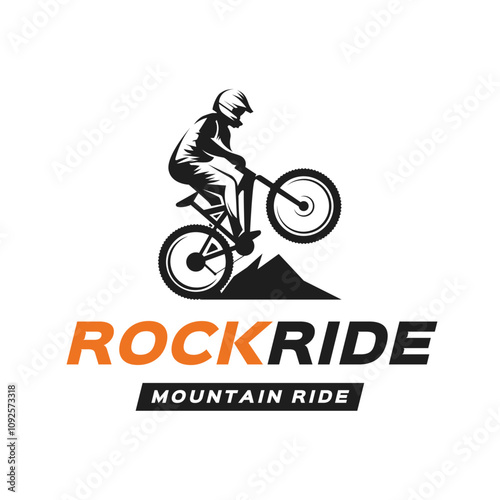 Mountain baik Motorcycle ride logo vector art design.
