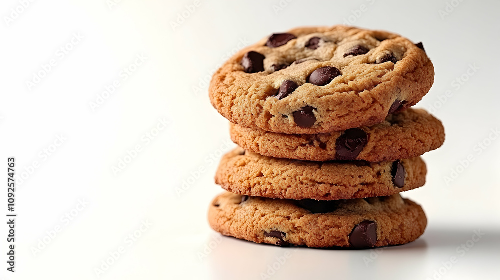 Close-up Photography of Stacked Chocolate Chip Cookies on a White Background Close-up Photography of Stacked Chocolate Chip Cookies on a White Background