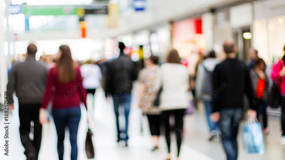 A hazy image of people walking through a wide mall corridor.
A hazy image of people walking through a wide mall corridor.