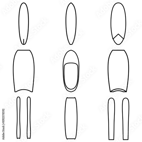 Minimalist Line Icon Ssurfing Board Set