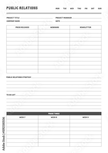 Marketing Planning Page Planner Sheets for Efficiently Organizing, Tracking, and Managing Marketing Activities, Campaigns, Strategies, Goals, and Performance Across Multiple Channels and Platforms Pag