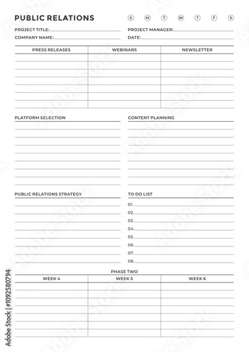 Marketing Planning Page Planner Sheets for Efficiently Organizing, Tracking, and Managing Marketing Activities, Campaigns, Strategies, Goals, and Performance Across Multiple Channels and Platforms Pag