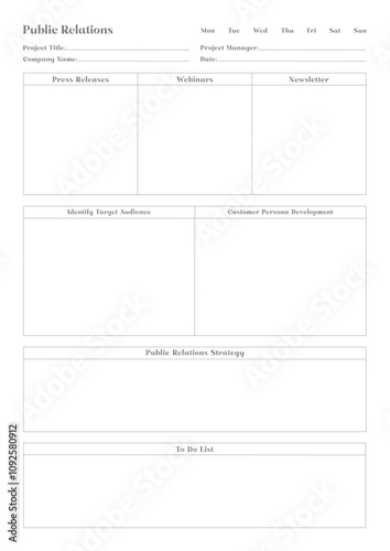 Marketing Planning Page Planner Sheets for Efficiently Organizing, Tracking, and Managing Marketing Activities, Campaigns, Strategies, Goals, and Performance Across Multiple Channels and Platforms Pag
