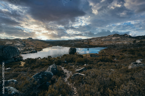 Small lake surrounded with mountain, in the north of Portugal