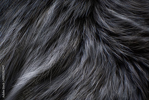 Close-up of black animal fur texture