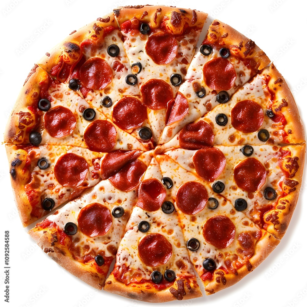 Pepperoni and Black Olive Pizza with Cheese Crust Pepperoni and Black Olive Pizza with Cheese Crust