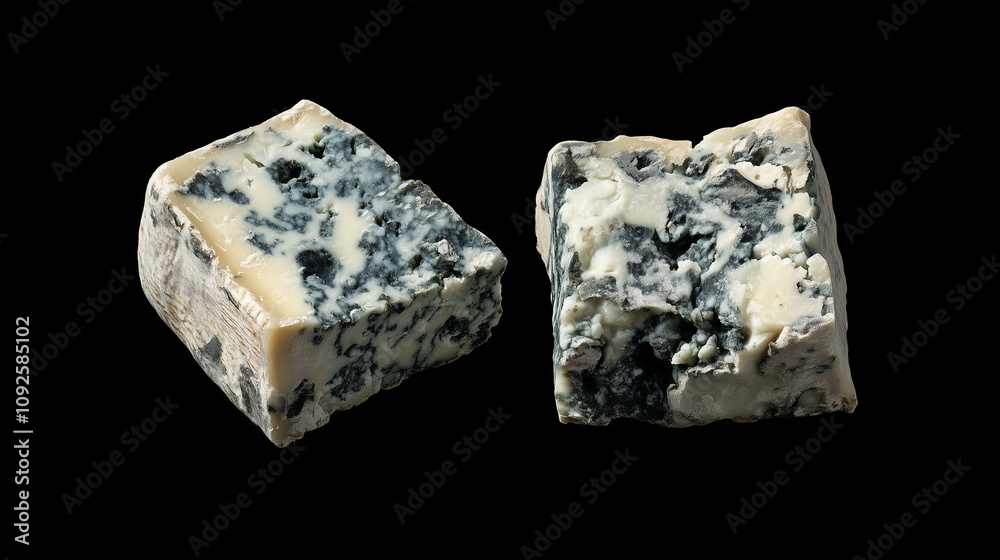 Close-Up of Roquefort Cheese on Rustic Board Close-Up of Roquefort Cheese on Rustic Board
