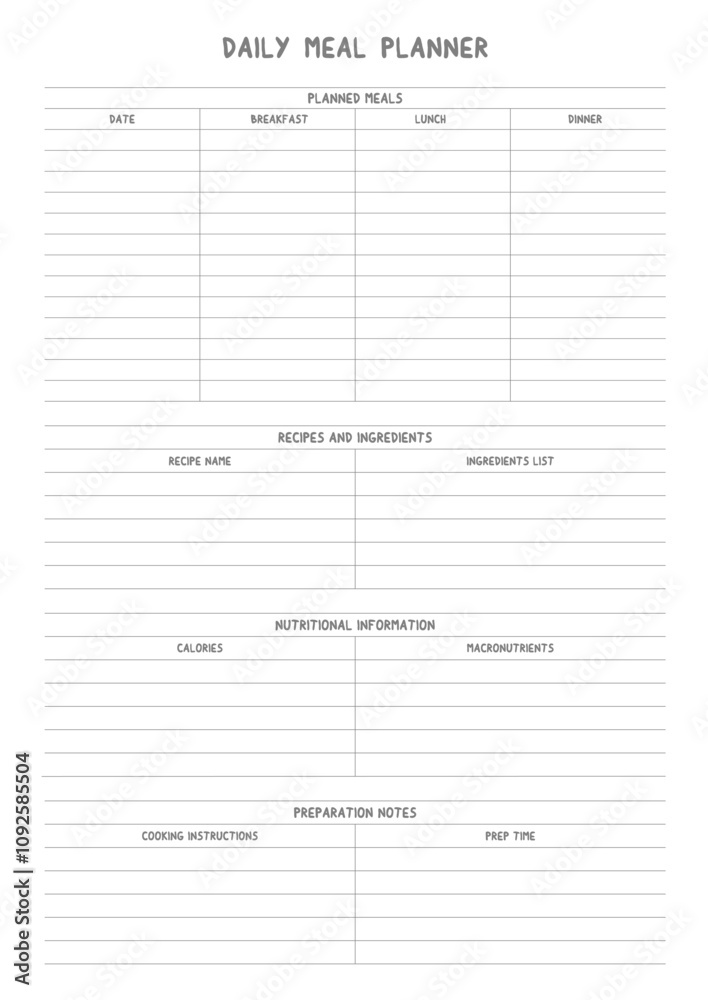 Comprehensive Meal Planning Sheets for Weekly, Monthly, and Daily Meal Prep, Grocery List Organization, Nutritional Tracking, and Healthy Eating Goals, Easy Printable Templates Comprehensive Meal Planning Sheets for Weekly, Monthly, and Daily Meal Prep, Grocery List Organization, Nutritional Tracking, and Healthy Eating Goals, Easy Printable Templates