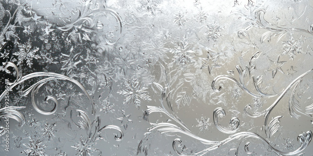 A shimmering silver holiday background with subtle stars and swirling patterns, ideal for a modern, festive design. A shimmering silver holiday background with subtle stars and swirling patterns, ideal for a modern, festive design.