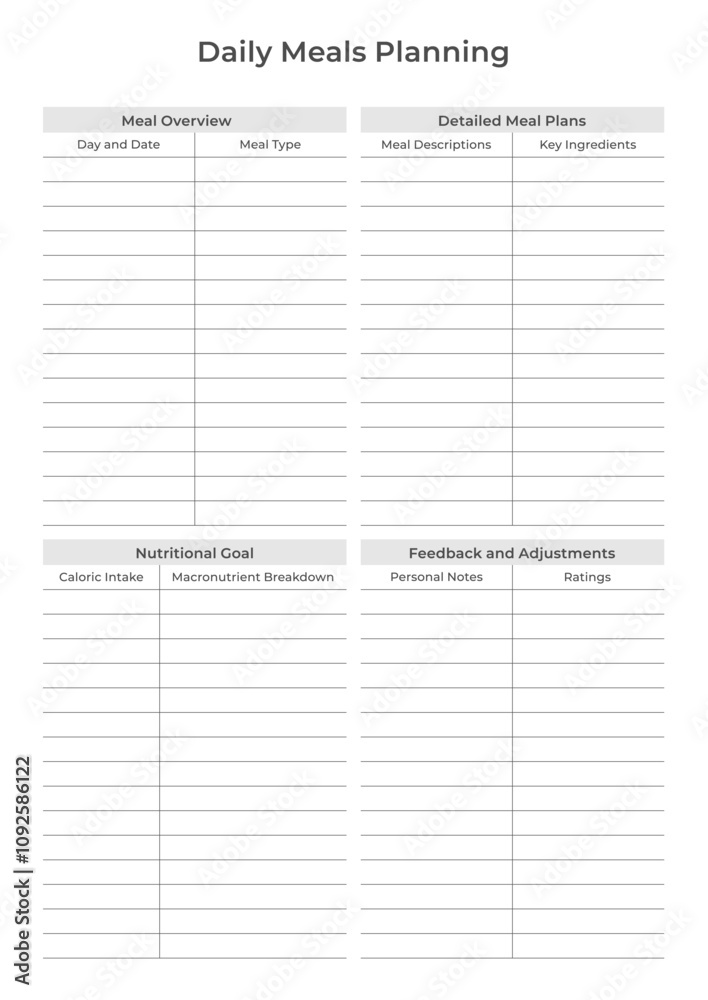 Comprehensive Meal Planning Sheets for Weekly, Monthly, and Daily Meal Prep, Grocery List Organization, Nutritional Tracking, and Healthy Eating Goals, Easy Printable Templates Comprehensive Meal Planning Sheets for Weekly, Monthly, and Daily Meal Prep, Grocery List Organization, Nutritional Tracking, and Healthy Eating Goals, Easy Printable Templates