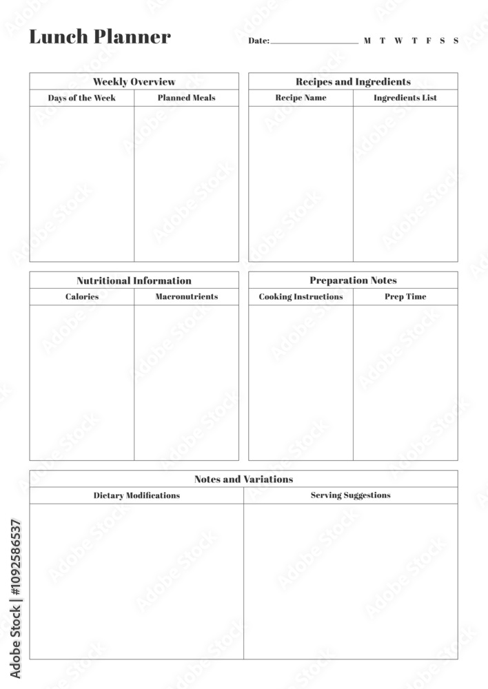 Comprehensive Meal Planning Sheets for Weekly, Monthly, and Daily Meal ...