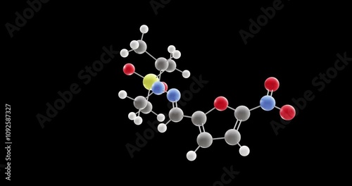 Nifurtimox molecule, rotating 3D model of antiprotozoals, looped video on a black background photo