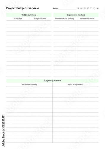 Comprehensive Project Planner Daily, Weekly, Monthly Sheets for Task Management, Deadlines, Budgeting, Innovation, and Client Satisfaction,  Planner Sheet Design Template 