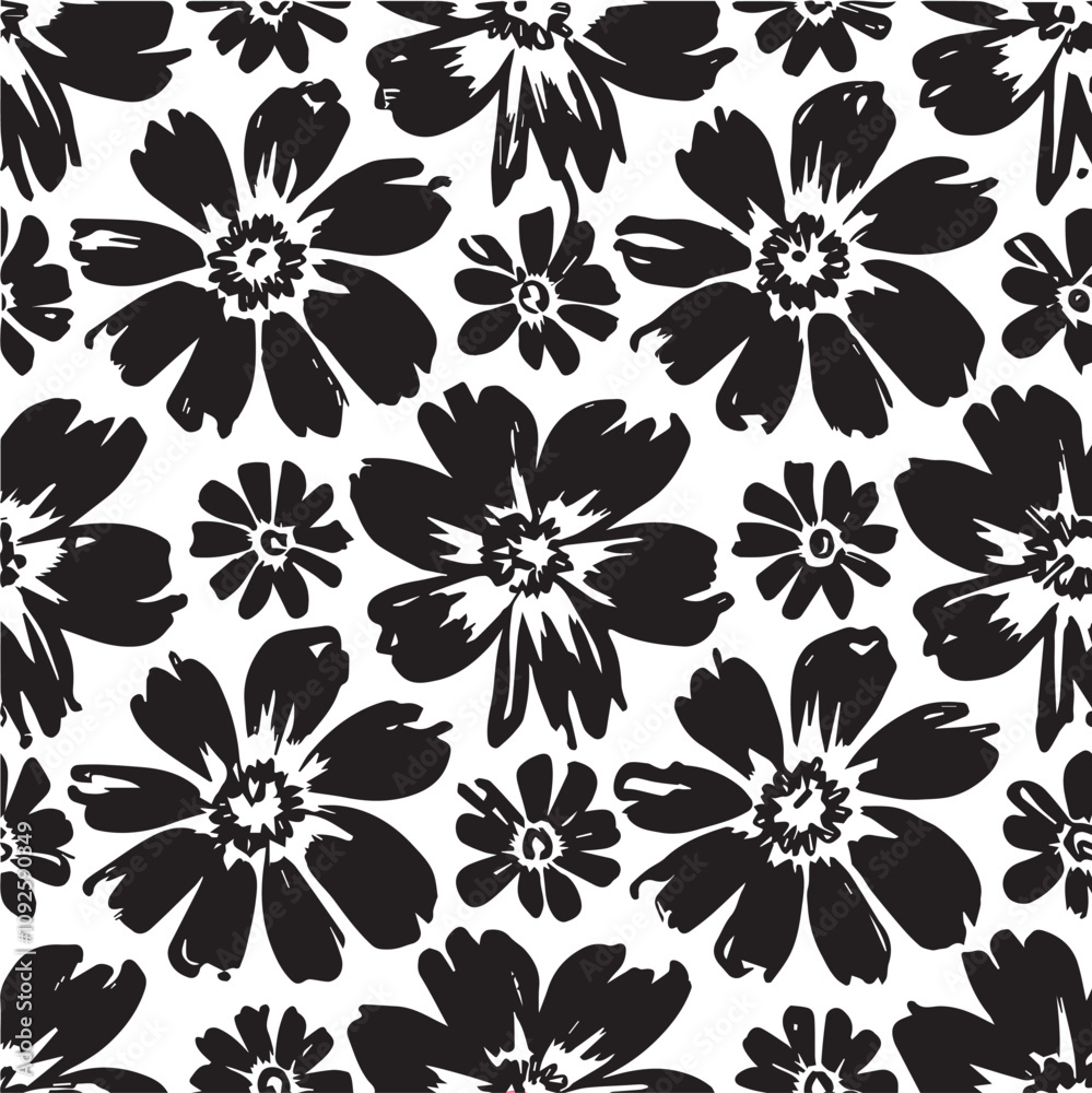 Fototapeta premium Silhouettes daisy Flowers pattern, Abstract botanical flower icon.vector botany floral design. 