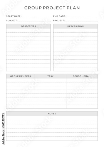 Study Planning Page Planner Sheet Design Template for Organizing Study Sessions, Goals, Timelines, Assignments, Exams, and Progress Tracking for Effective Learning and Academic Success