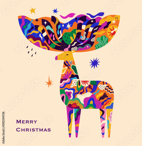 Christmas illustration with deer photo