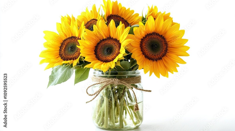 Obraz premium Vibrant Bouquet of Golden Sunflowers in a Jar