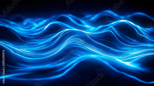 Smooth blue neon waves forming a sophisticated and tranquil background.