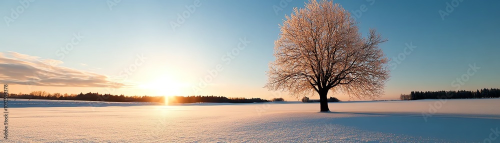 A tree made of snow and ice in a serene, frozen landscape A tree made of snow and ice in a serene, frozen landscape