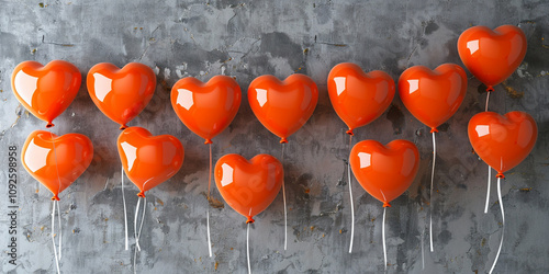 A group of orange heart shaped balloons

