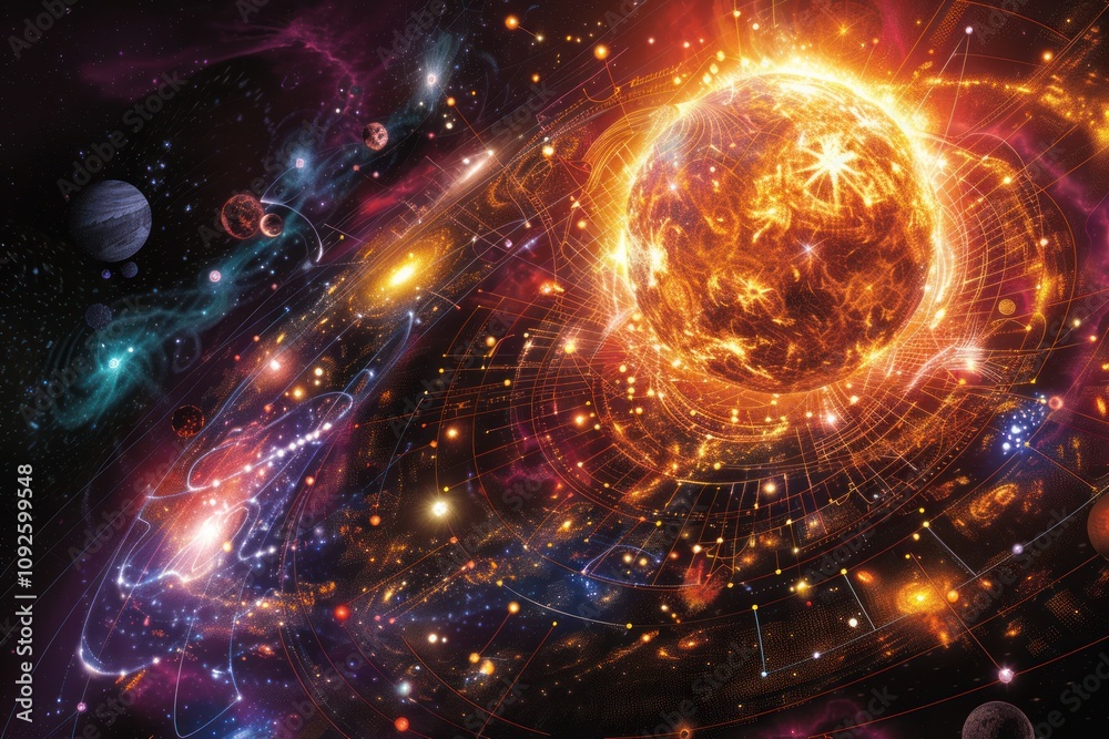 Obraz premium stellar evolution showing the life cycle of a star, space