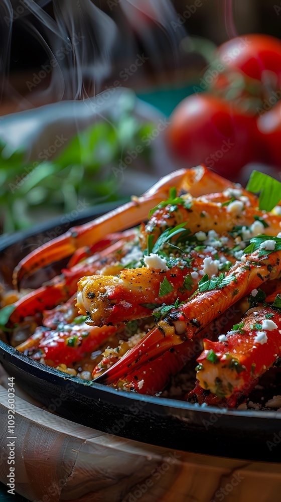 A delicious platter of grilled red lobster with herbs and spices. A delicious platter of grilled red lobster with herbs and spices.