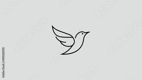 Minimalist Bird Illustration on Branch with Elegant Lines