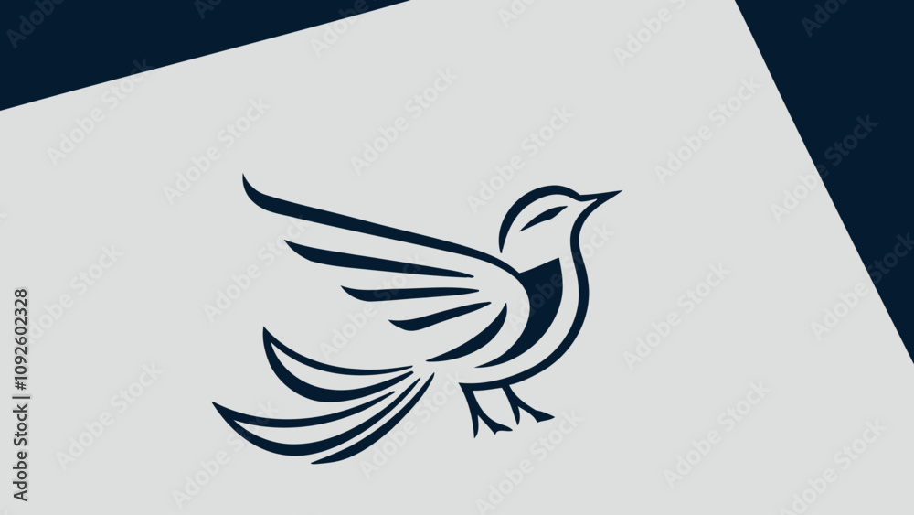 Fototapeta premium Minimalist Bird Illustration on Branch with Elegant Lines