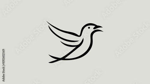 Minimalist Bird Illustration on Branch with Elegant Lines