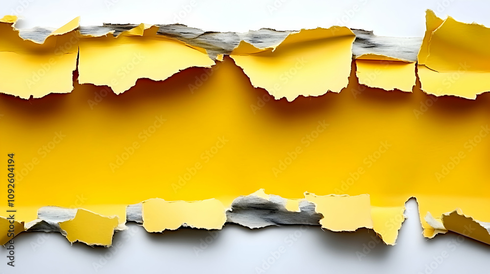 Torn Yellow Paper Background with Irregular Edges and White Underlay Torn Yellow Paper Background with Irregular Edges and White Underlay