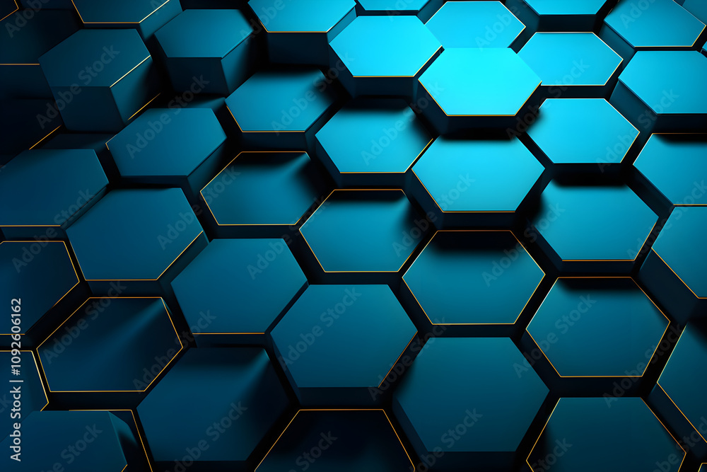 Abstract futuristic hexagon background of blue colors. AI generated Abstract futuristic hexagon background of blue colors. AI generated