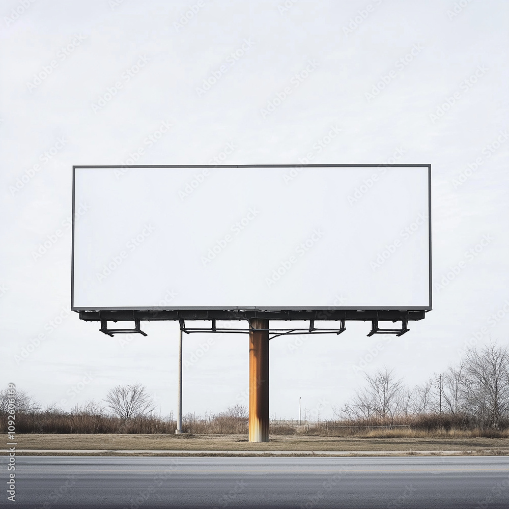 Obraz premium A large rectangular blank billboard with a clean white surface