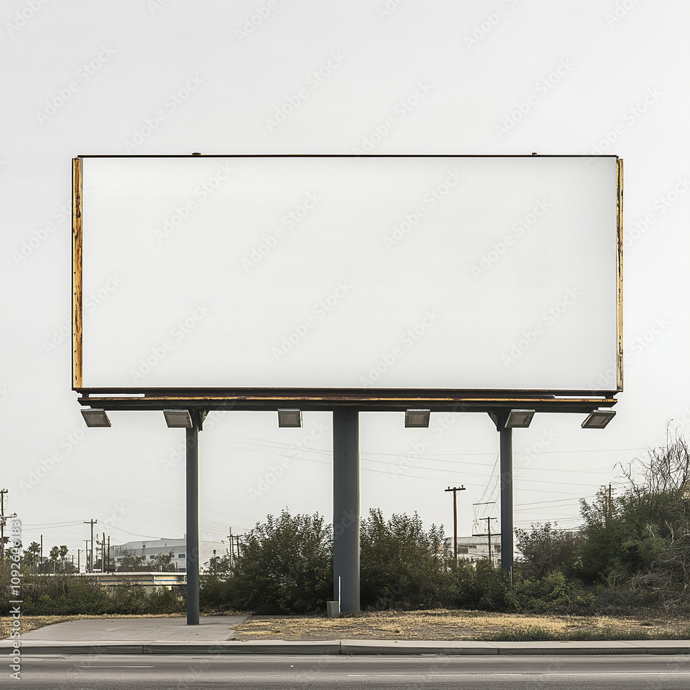 Obraz premium A large rectangular blank billboard with a clean white surface