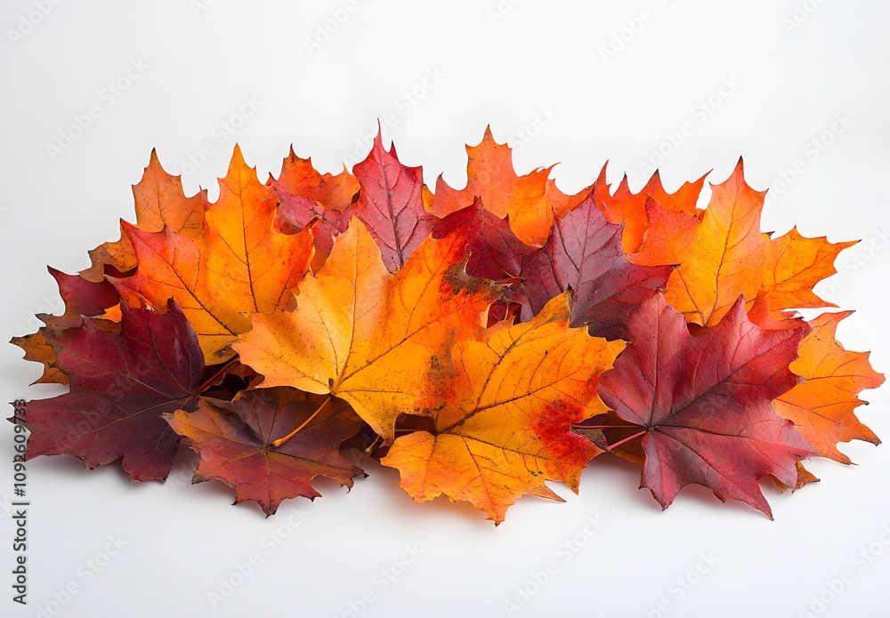 A Cluster of Vibrant Autumn Leaves with Warm Red and Orange Hues A Cluster of Vibrant Autumn Leaves with Warm Red and Orange Hues