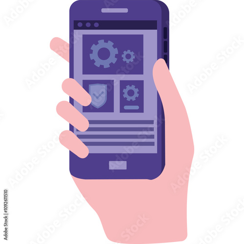 Mobile app development icon vector phone in hand