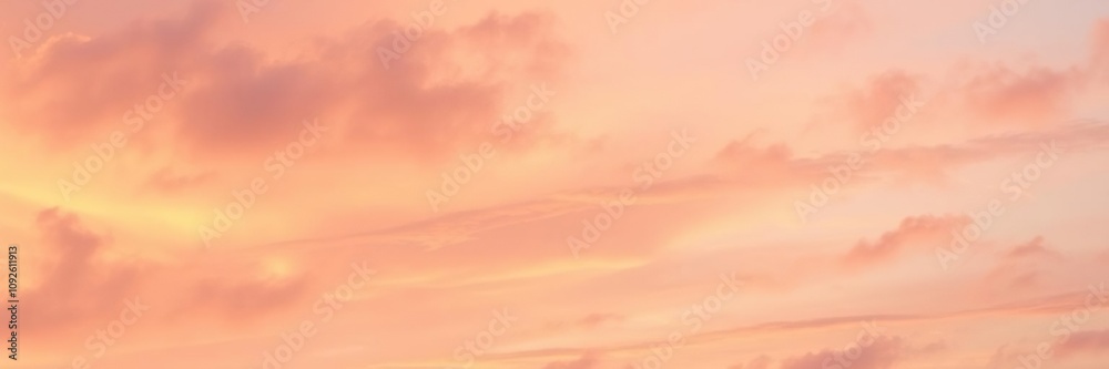 Obraz premium Watercolor sky with warm hues of peach and plum, plum, peaceful evening scene, orange