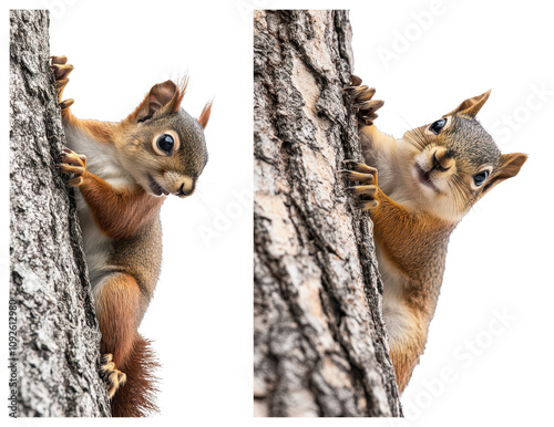 Squirrel searches for food tree stretched nature outdoor close-up wildlife