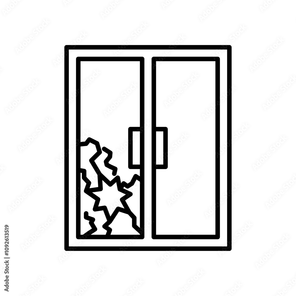 Broken window icon linear logo isolated