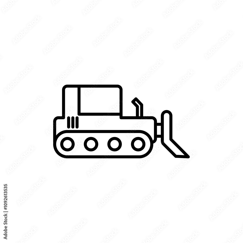Bulldozer icon linear logo isolated Bulldozer icon linear logo isolated