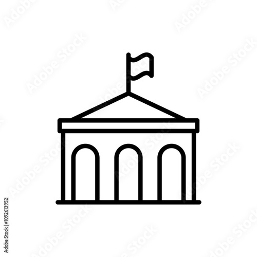 City hall building icon linear logo isolated