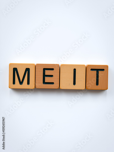 MERIT word made from wooden blocks photo